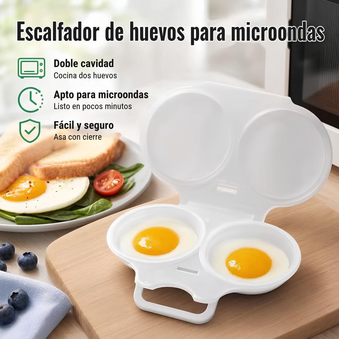Escalfador de huevos para microondas: doble cavidad, apto para microondas, fácil y seguro